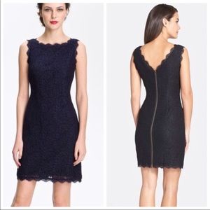 Adrianna Papell Navy Lace Sheath Dress Size 8p